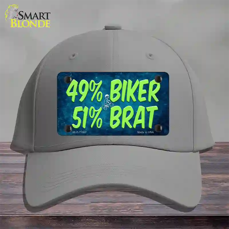 49% Biker 51% Brat Novelty License Plate Hat Cotton / Gray