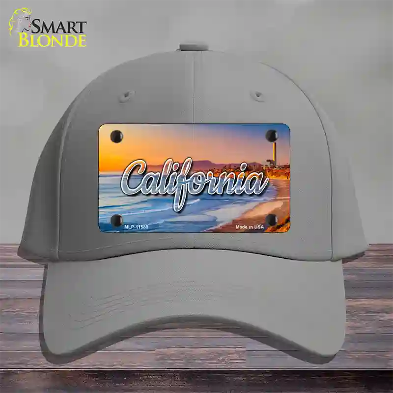 California Beach State Novelty License Plate Hat Cotton / Gray