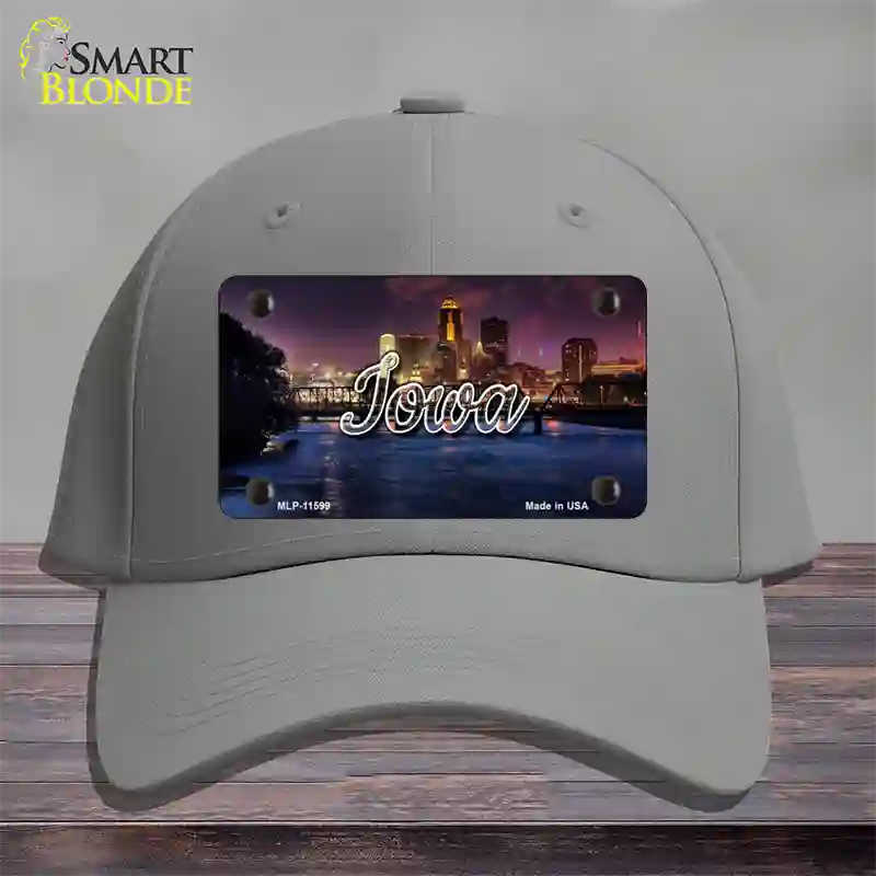 Iowa Bridge City Lights State Novelty License Plate Hat Cotton / Gray