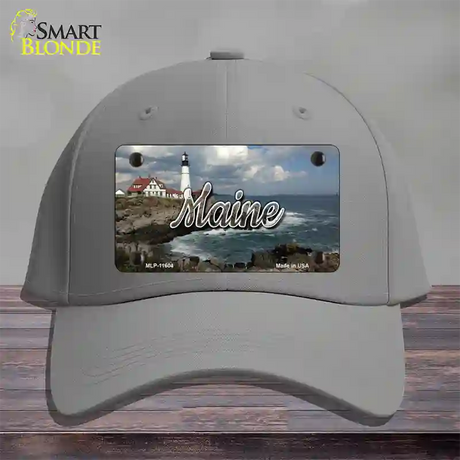 Maine Lighthouse Beach State Novelty License Plate Hat Cotton / Gray