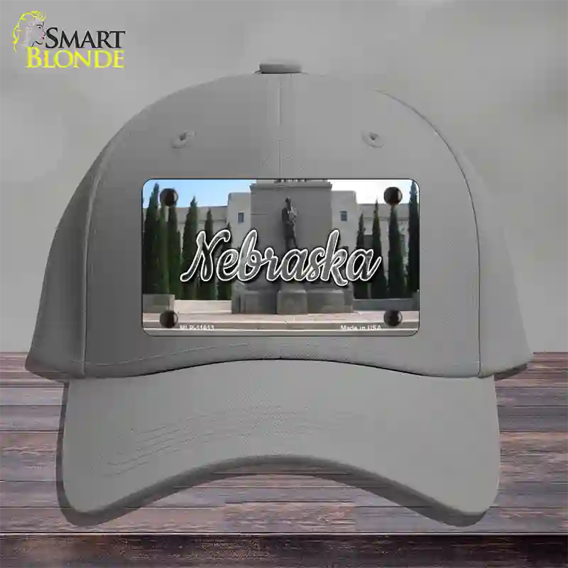 Nebraska Capital Building State Novelty License Plate Hat Cotton / Gray