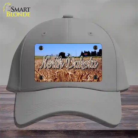 North Dakota Wheat Farm State Novelty License Plate Hat Cotton / Gray