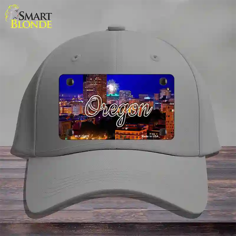 Oregon Firework City Lights State Novelty License Plate Hat Cotton / Gray