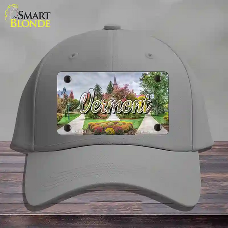 Vermont State Building State Novelty License Plate Hat Cotton / Gray