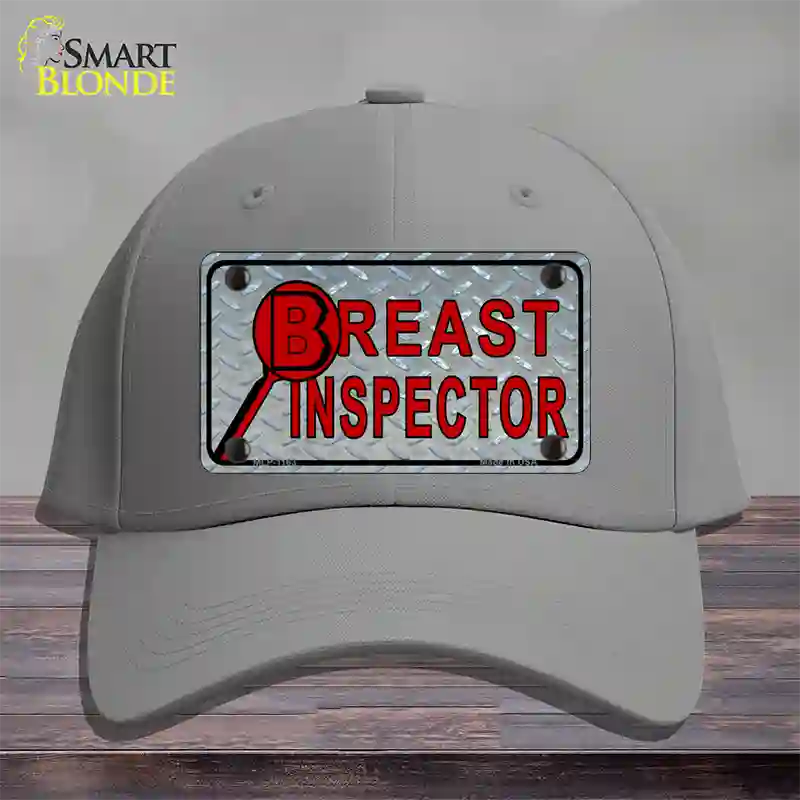 Breast Inspector Novelty License Plate Hat Cotton / Gray