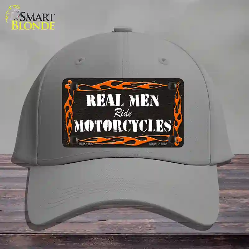 Real Men Ride Motorcycles Novelty License Plate Hat Cotton / Gray