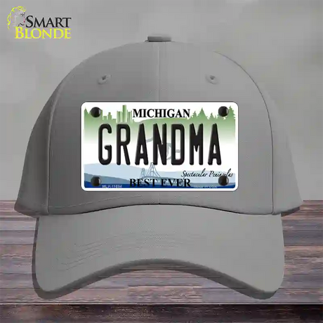 Grandma Michigan Novelty License Plate Hat Cotton / Gray