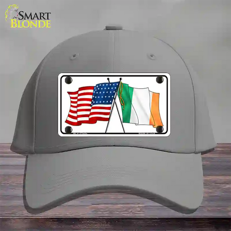 Ireland USA Crossed Flag Novelty License Plate Hat Cotton / Gray