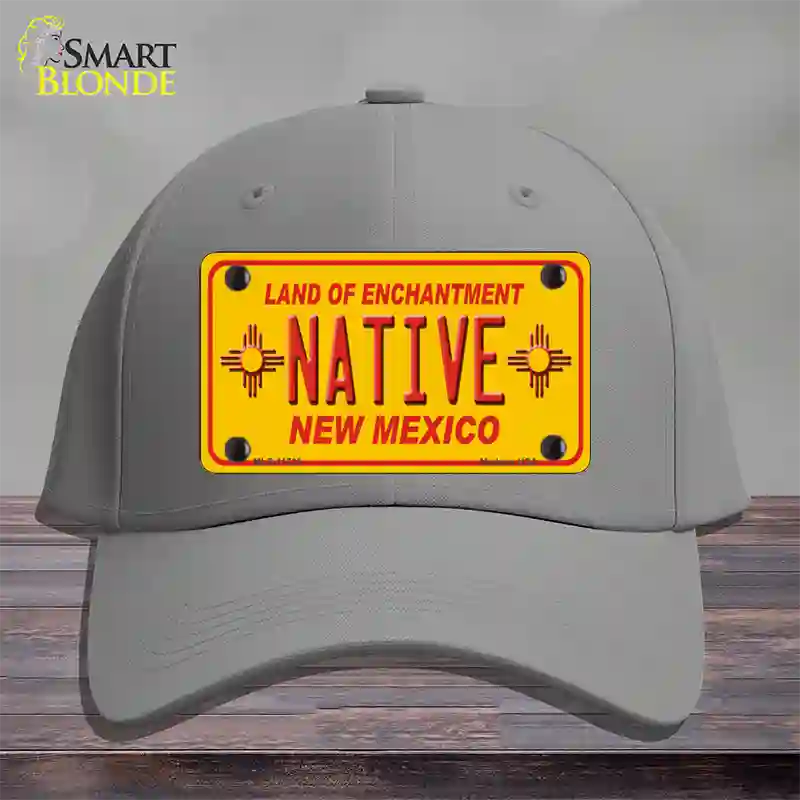 Native New Mexico Yellow State Novelty License Plate Hat Cotton / Gray