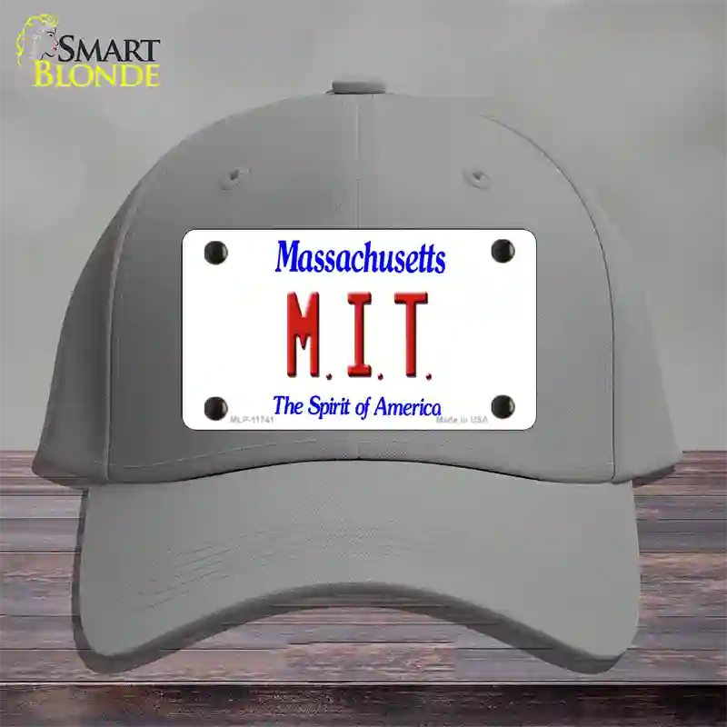 MIT Massachusetts State Novelty License Plate Hat Cotton / Gray