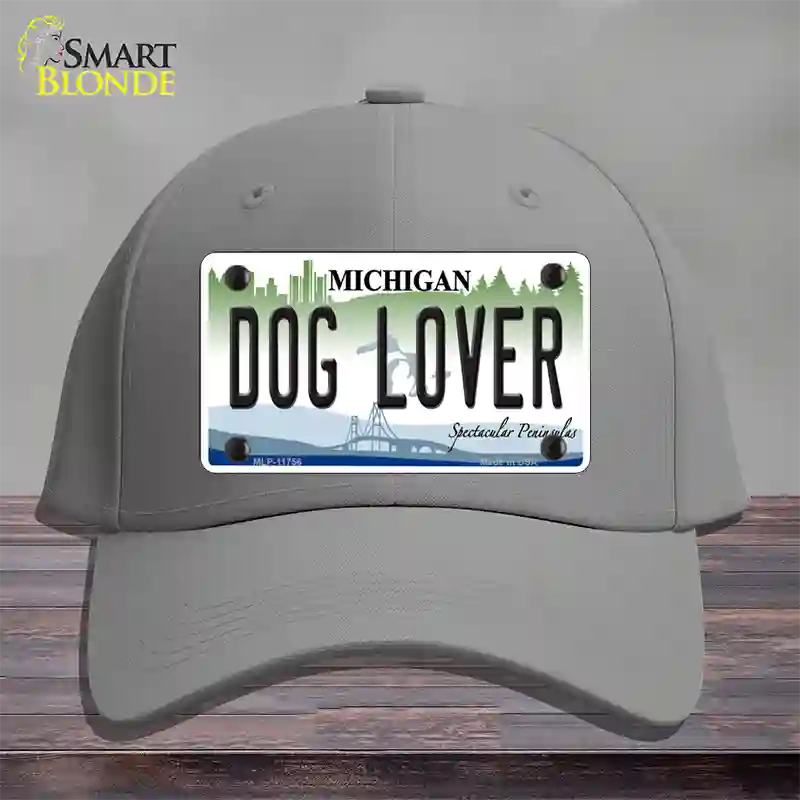 Michigan Dog Lover Novelty License Plate Hat Cotton / Gray