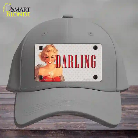 Darling Vintage Pinup Novelty License Plate Hat Cotton / Gray