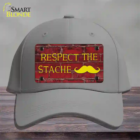 Respect the Stache Novelty License Plate Hat Cotton / Gray