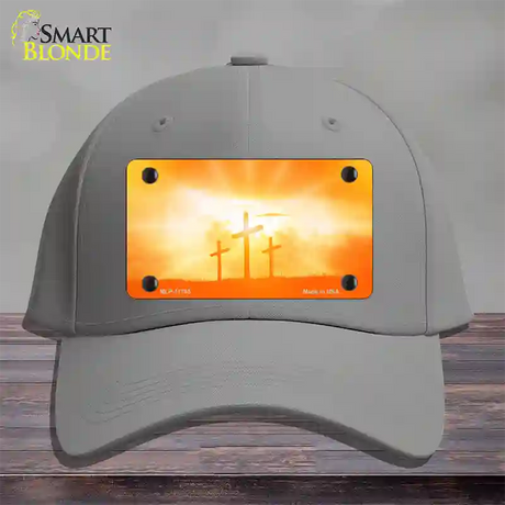 Crosses in the Sun Orange Novelty License Plate Hat Cotton / Gray