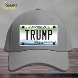 Trump 2024 Michigan Background Novelty License Plate Hat Cotton / Gray