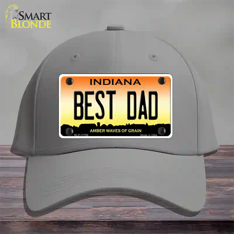 Best Dad Indiana Novelty License Plate Hat Cotton / Gray