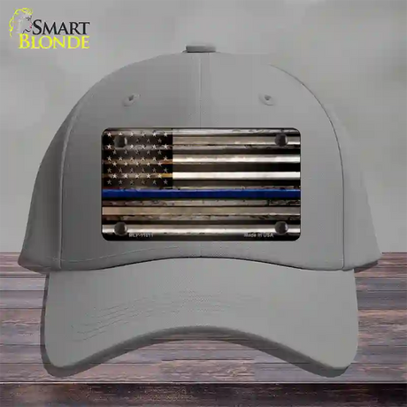 Thin Blue Line American Flag Novelty License Plate Hat Cotton / Gray