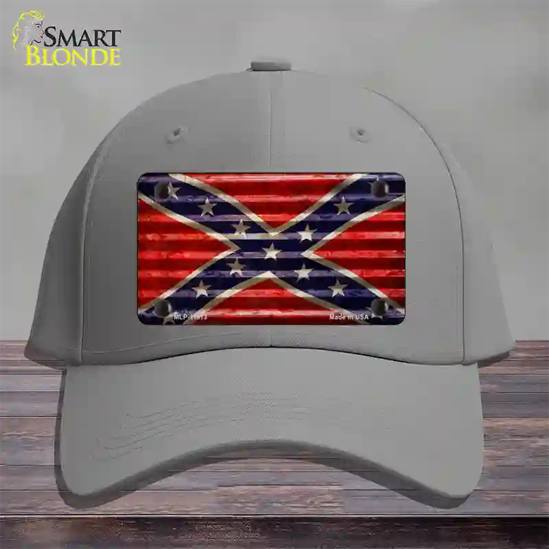 Confederate Flag Corrugated Novelty License Plate Hat Cotton / Gray