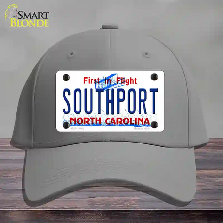 Southport North Carolina Novelty License Plate Hat Cotton / Gray