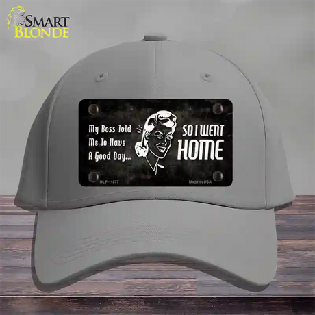 So I Went Home Novelty License Plate Hat Cotton / Gray