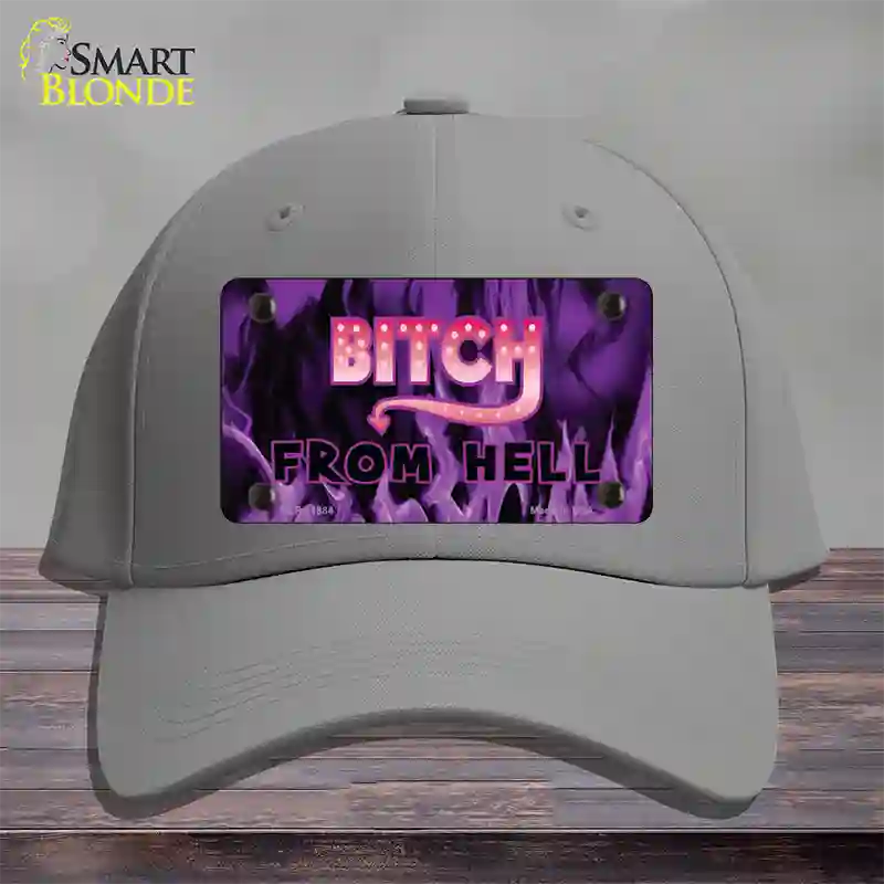 Bitch from Hell Novelty License Plate Hat Cotton / Gray