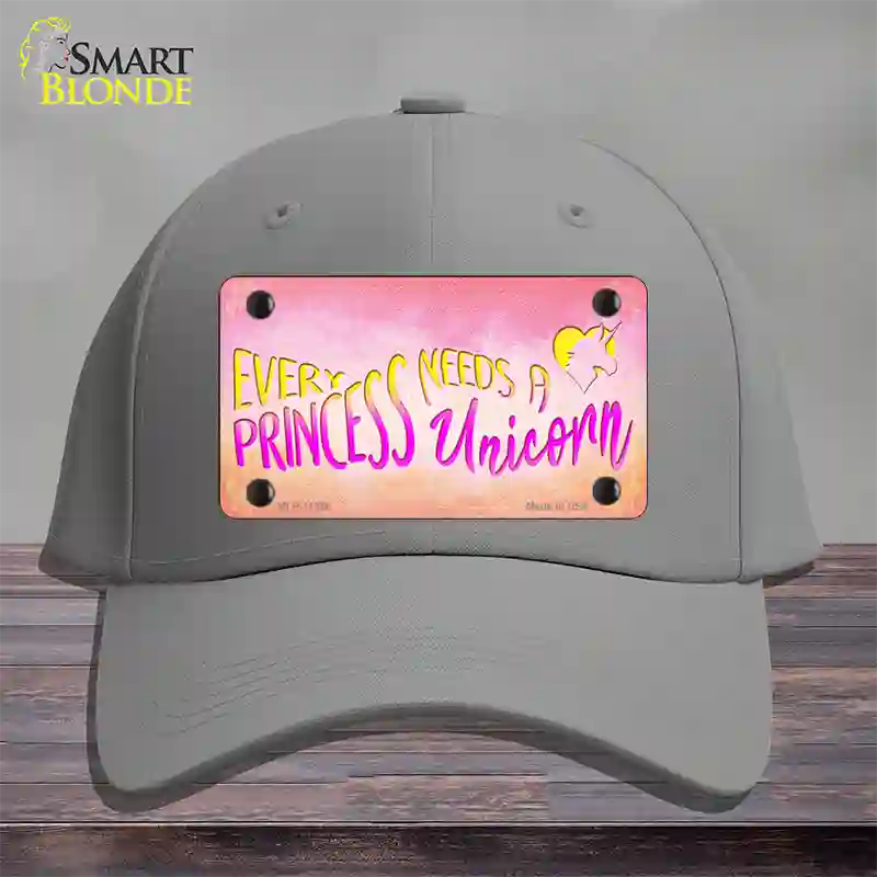 Princess and Unicorn Novelty License Plate Hat Cotton / Gray