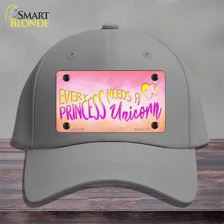 Princess and Unicorn Novelty License Plate Hat Cotton / Gray