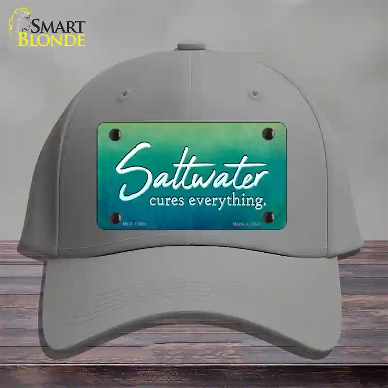 Saltwater Cures Everything Novelty License Plate Hat Cotton / Gray