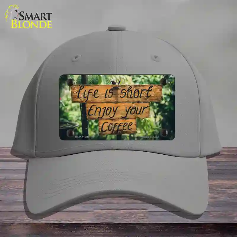 Enjoy Your Coffee Novelty License Plate Hat Cotton / Gray