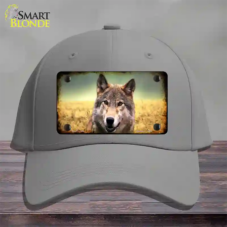 Wolf Novelty License Plate Hat Cotton / Gray