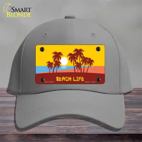 Beach Life Novelty License Plate Hat Cotton / Gray