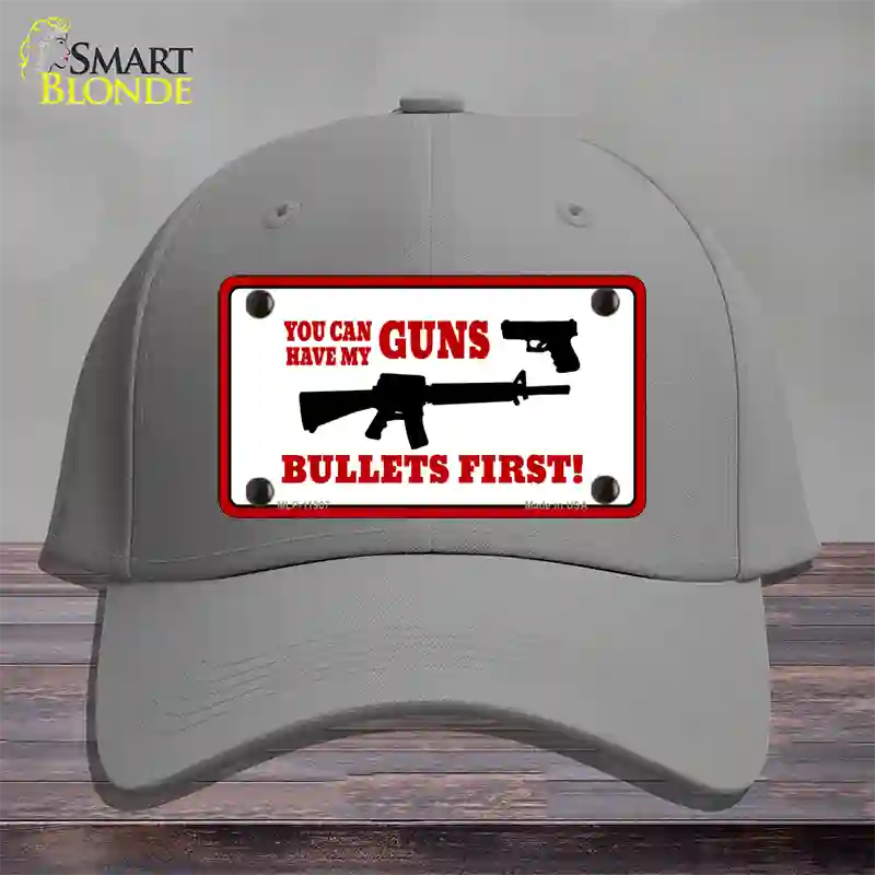 Bullets First Novelty License Plate Hat Cotton / Gray