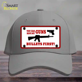 Bullets First Novelty License Plate Hat Cotton / Gray