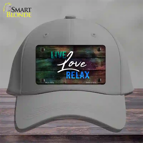 Live Love Relax Novelty License Plate Hat Cotton / Gray