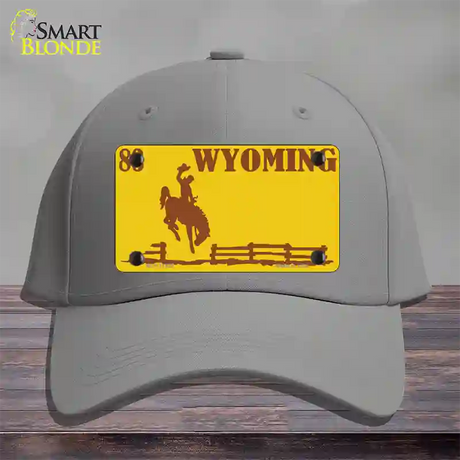 Wyoming Yellow Novelty License Plate Hat Cotton / Gray