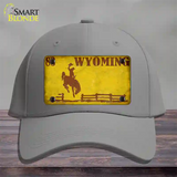 Wyoming Yellow Rusty Novelty License Plate Hat Cotton / Gray