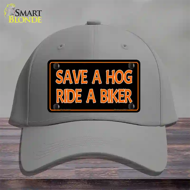 Save A Hog Ride A Biker Novelty License Plate Hat Cotton / Gray