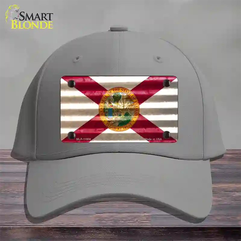 Florida Corrugated Flag Novelty License Plate Hat Cotton / Gray