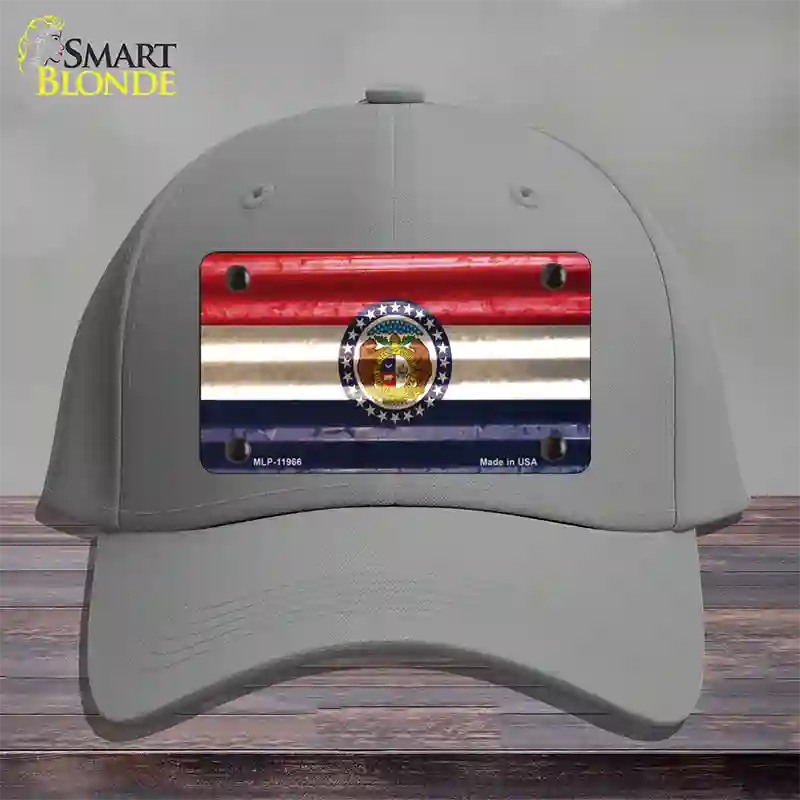 Missouri Corrugated Flag Novelty License Plate Hat Cotton / Gray