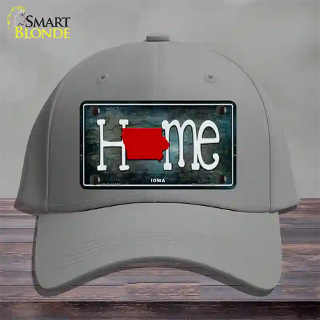 Iowa Home State Outline Novelty License Plate Hat Cotton / Gray