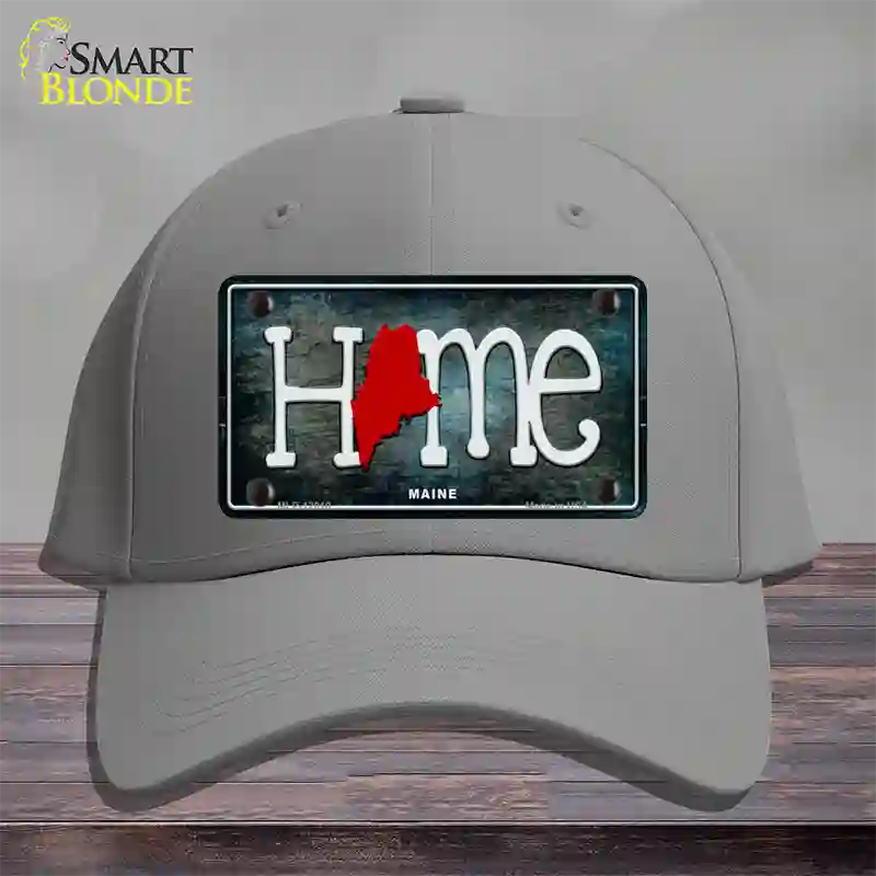 Maine Home State Outline Novelty License Plate Hat Cotton / Gray