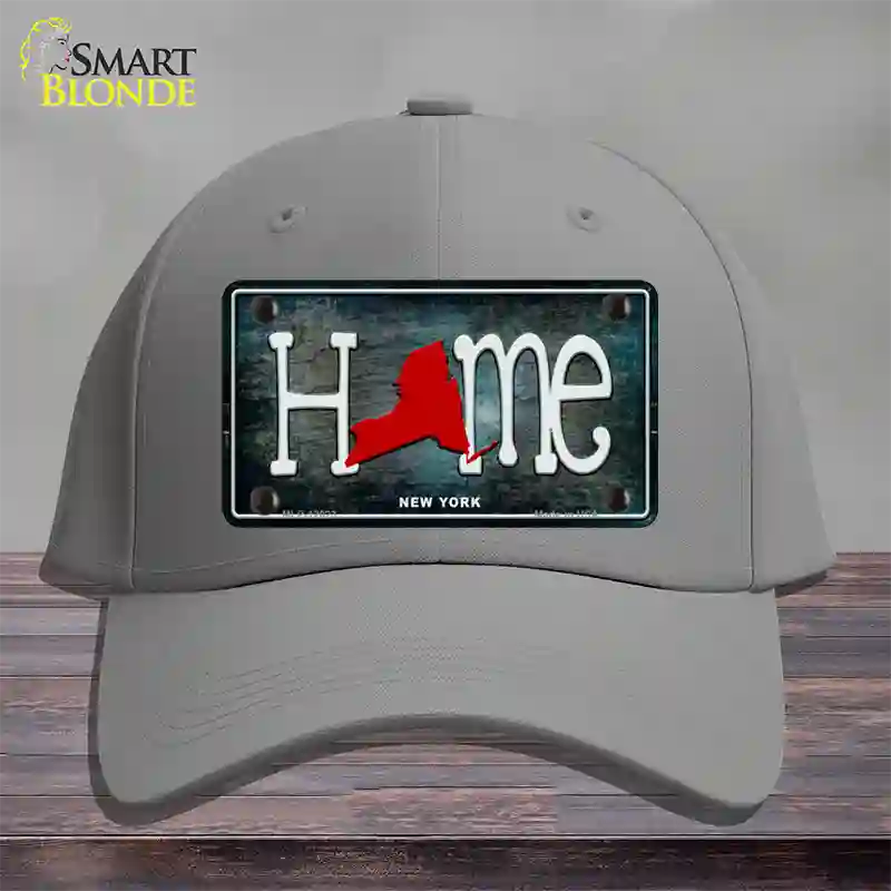 New York Home State Outline Novelty License Plate Hat Cotton / Gray