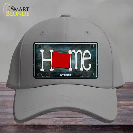 Wyoming Home State Outline Novelty License Plate Hat Cotton / Gray