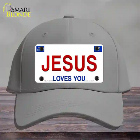 Jesus Loves You Novelty License Plate Hat Cotton / Gray