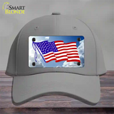 American Flag Cloud Novelty License Plate Hat Cotton / Gray