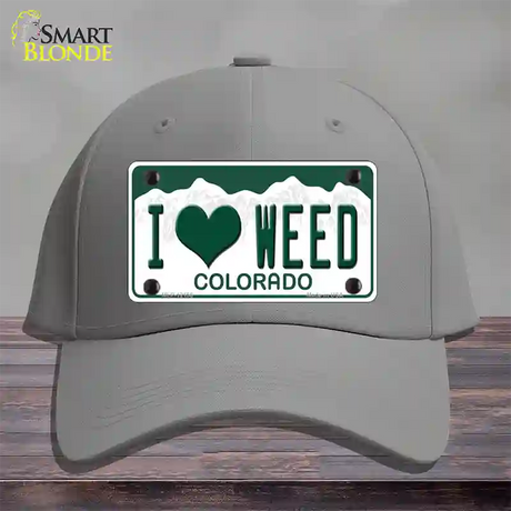 I Love Weed Colorado Novelty License Plate Hat Cotton / Gray