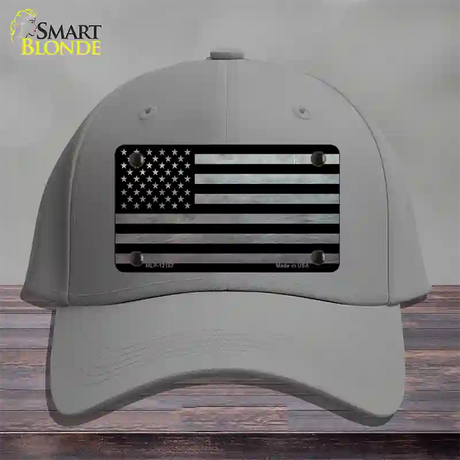 American Flag Black and Gray Novelty License Plate Hat Cotton / Gray