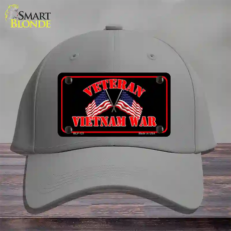 Vietnam War Veteran Novelty License Plate Hat Cotton / Gray