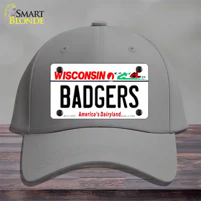 Badgers Wisconsin Novelty License Plate Hat Cotton / Gray