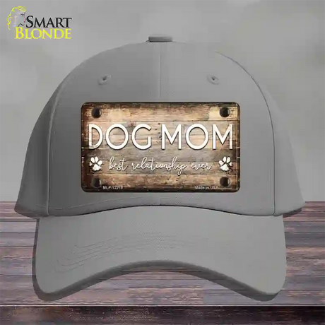 Dog Mom Novelty License Plate Hat Cotton / Gray